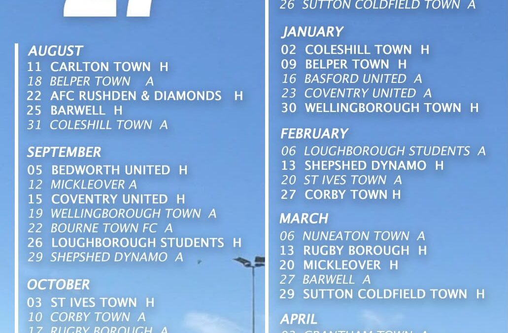 2026/27 Fixtures